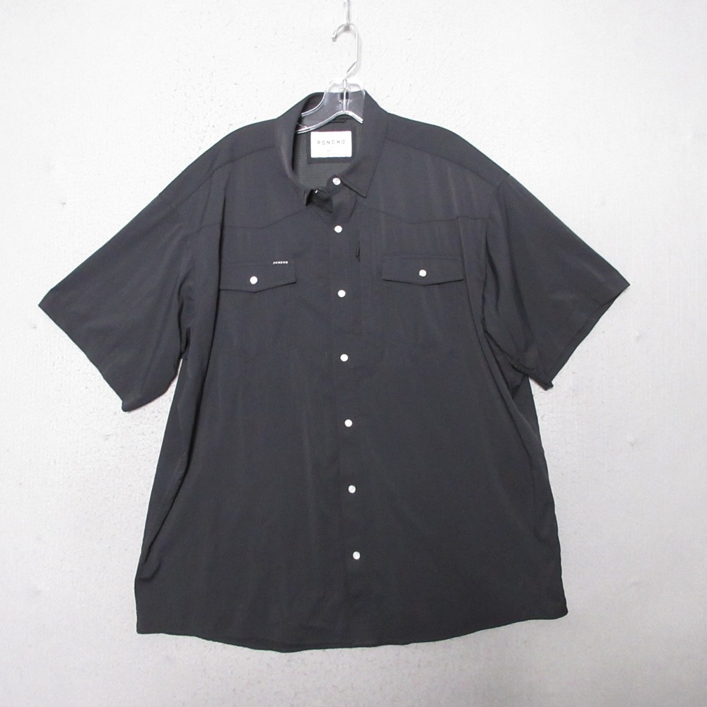 Poncho Shirt Regular Fit Black Short Sleeve Western Snap Performance Performance